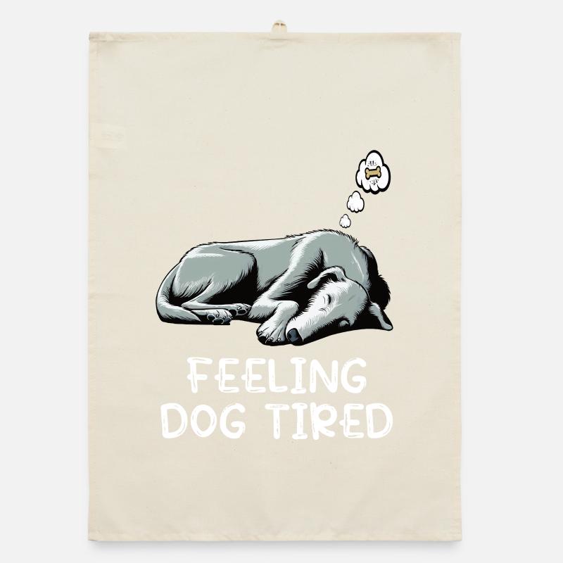 Feeling Dog Tired Irish Wolfhound Wolfhound Organic dish towel