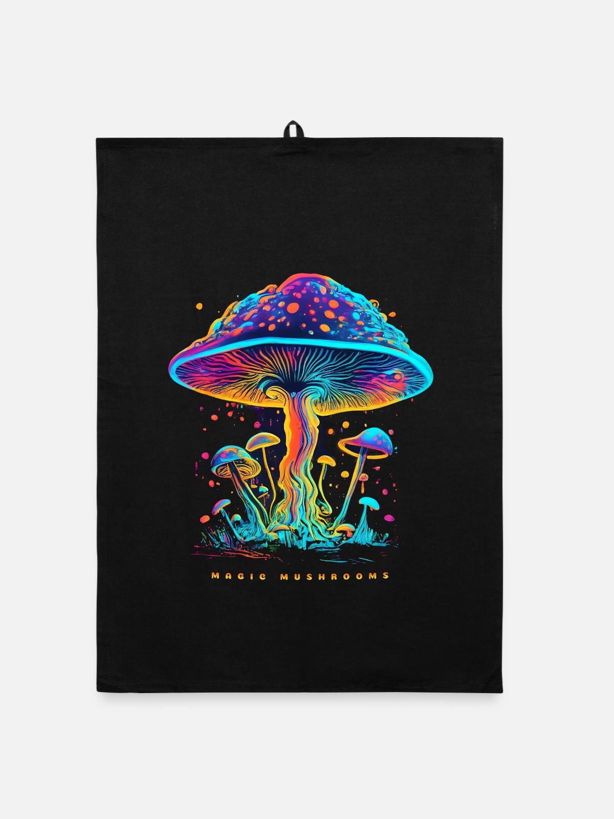 MAGIC MUSHROOM - Organic Geschirrtuch - Schwarz - Vorne