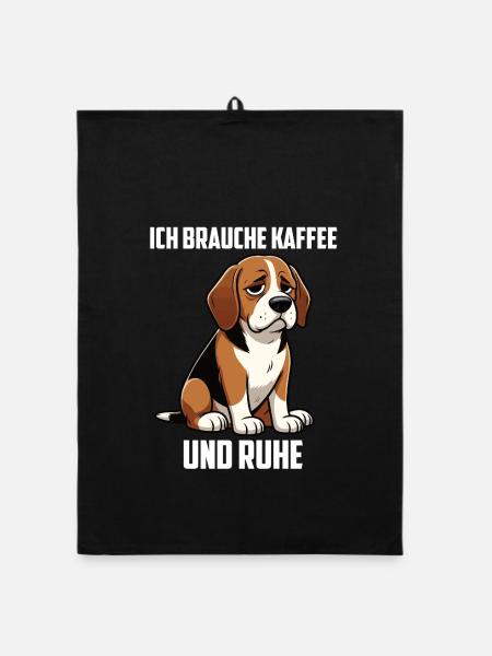 Ich Brauche Kaffe und Ruhe Beagle Beaglebesitzer  - Organic Geschirrtuch - Schwarz - Vorne