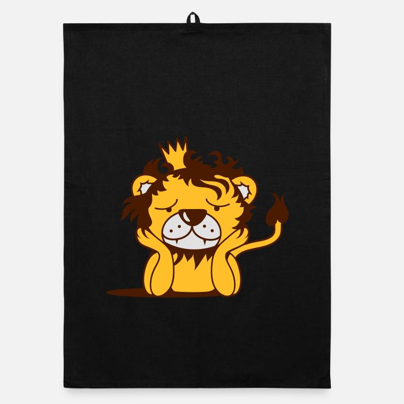 melancholischer Löwe mit Krone Organic Geschirrtuch