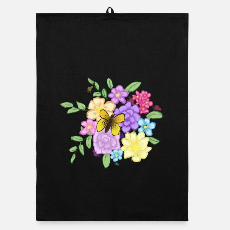 Blumenstrauß - Organic Geschirrtuch - Schwarz
