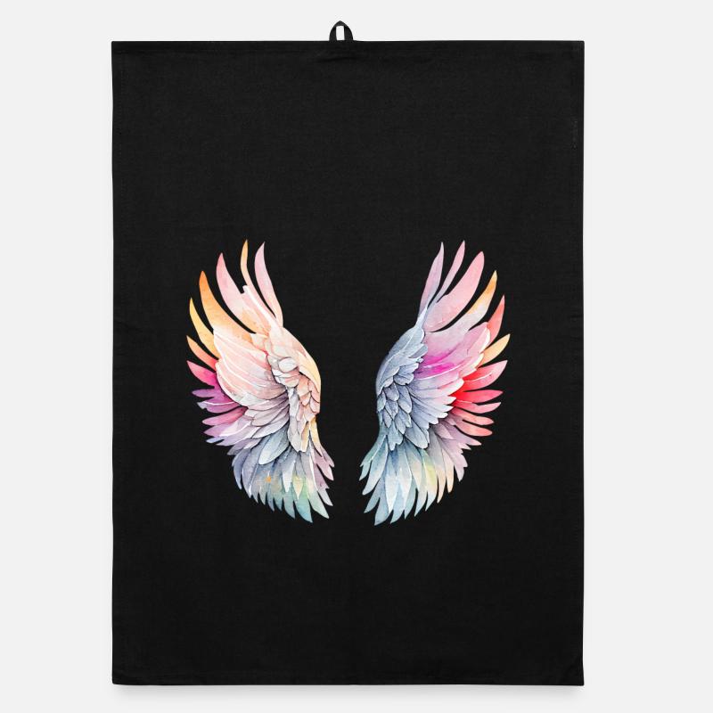 Ailes d'Ange Arc-en-ciel Angelwings - Torchon bio - noir