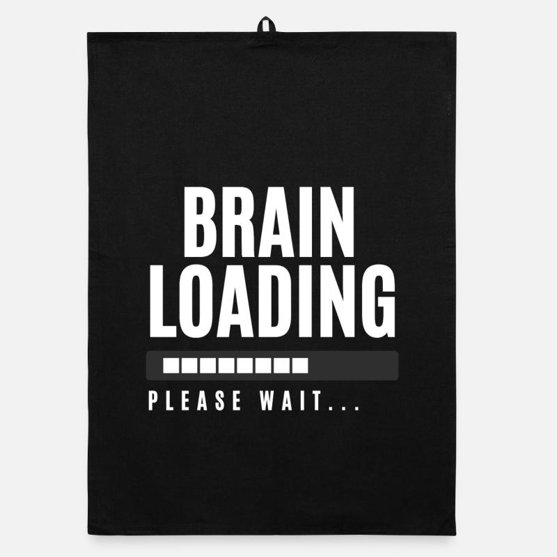 Brain Loading Please Wait - Organic dish towel - black