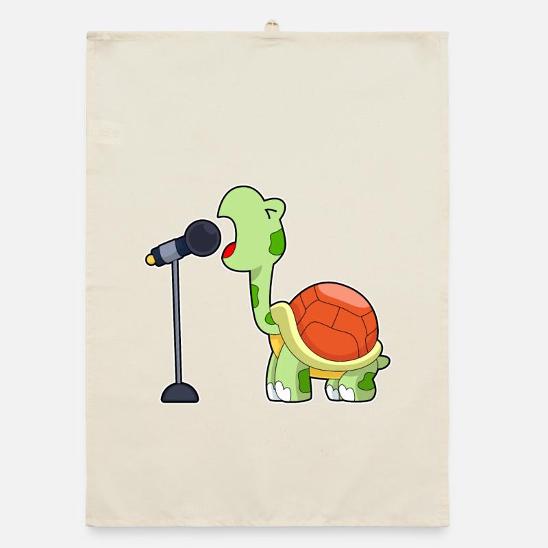 Turtle Singer Microphone Singing Organic dish towel