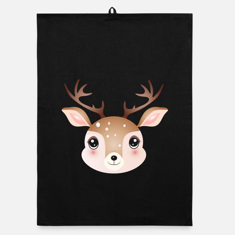 cute deer head in cute comic style Organic dish towel