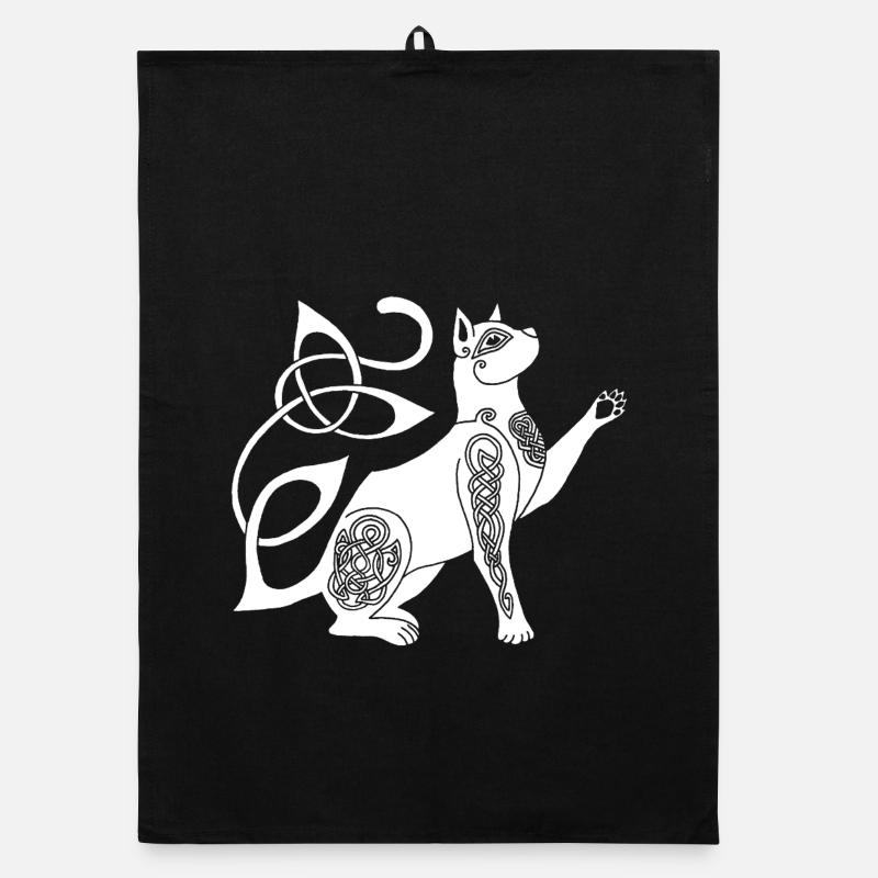 Celtic White Cat Organic dish towel
