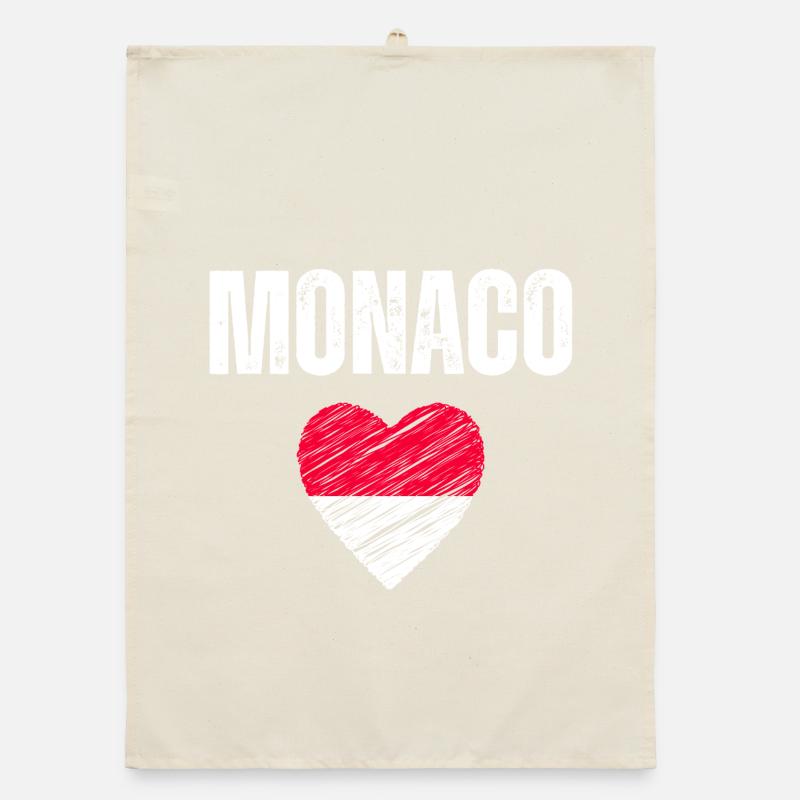 J’aime Monaco, drapeau de Monaco Torchon bio