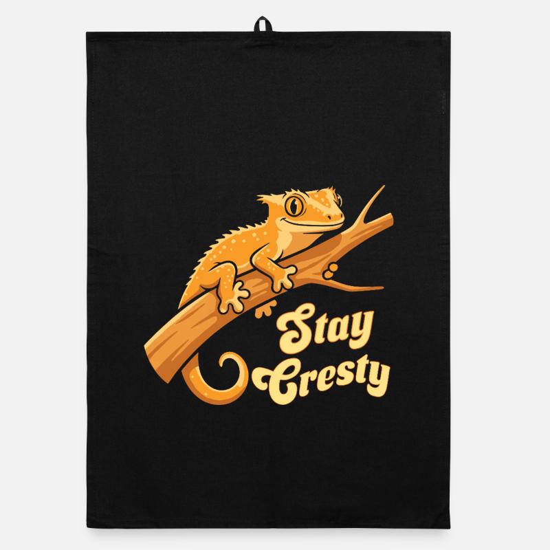 Schopfgecko Reptil Humor Eidechse Organic Geschirrtuch