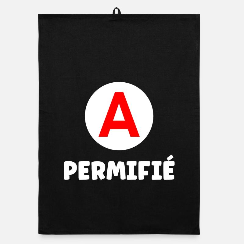 Humour permis de conduire - Torchon bio - noir