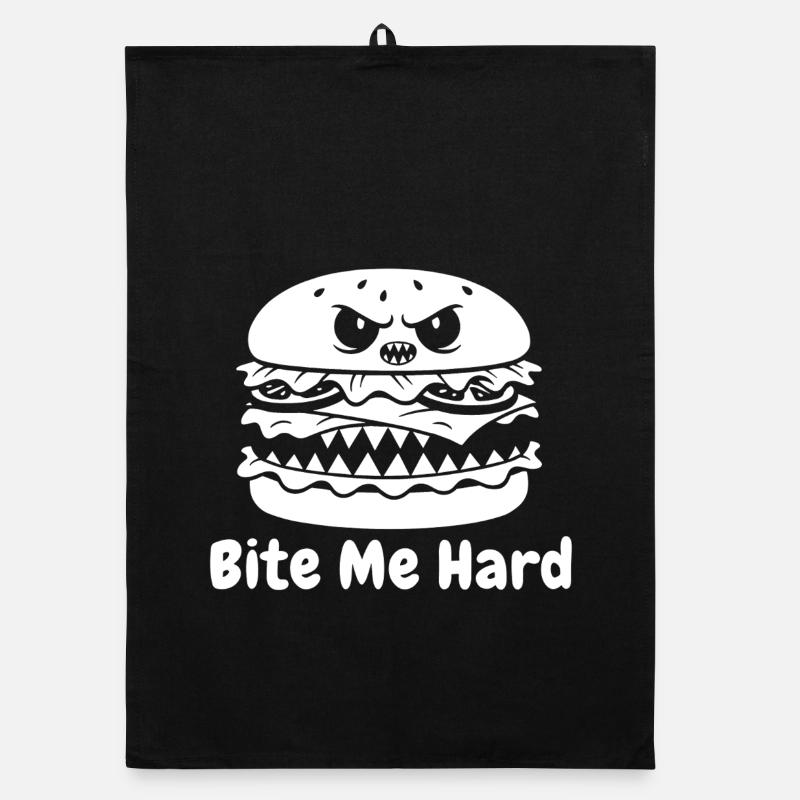 Conception de bouchée de hamburger en colère Torchon bio
