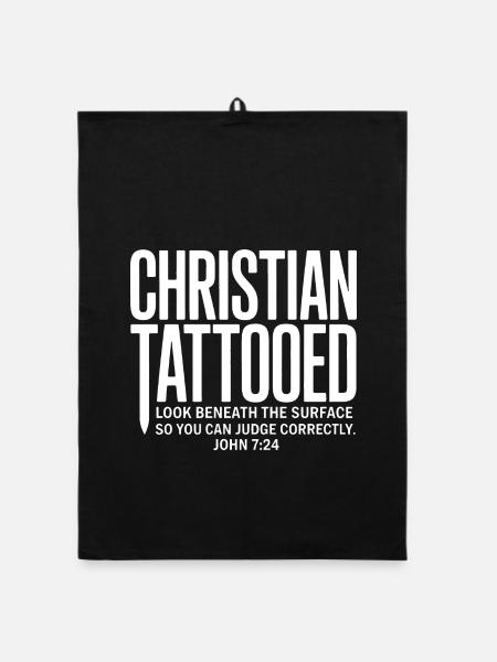 Christian tattoo look under surface - Organic dish towel - black - Front