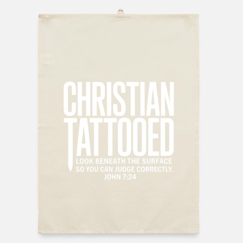 Regard de tatouage chrétien sous la surface Torchon bio