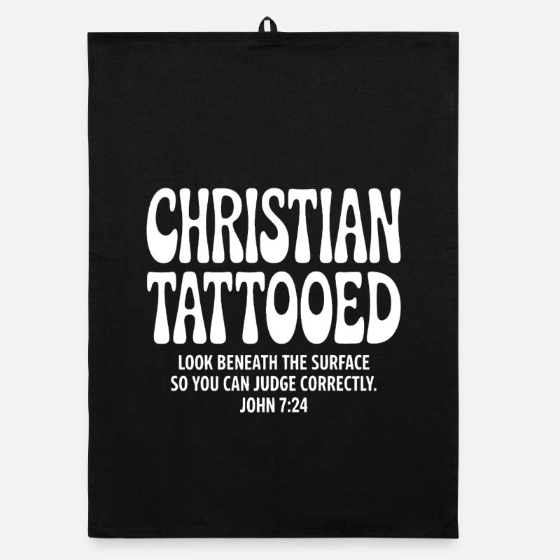 Christian Tattooed Verse Typography Organic dish towel