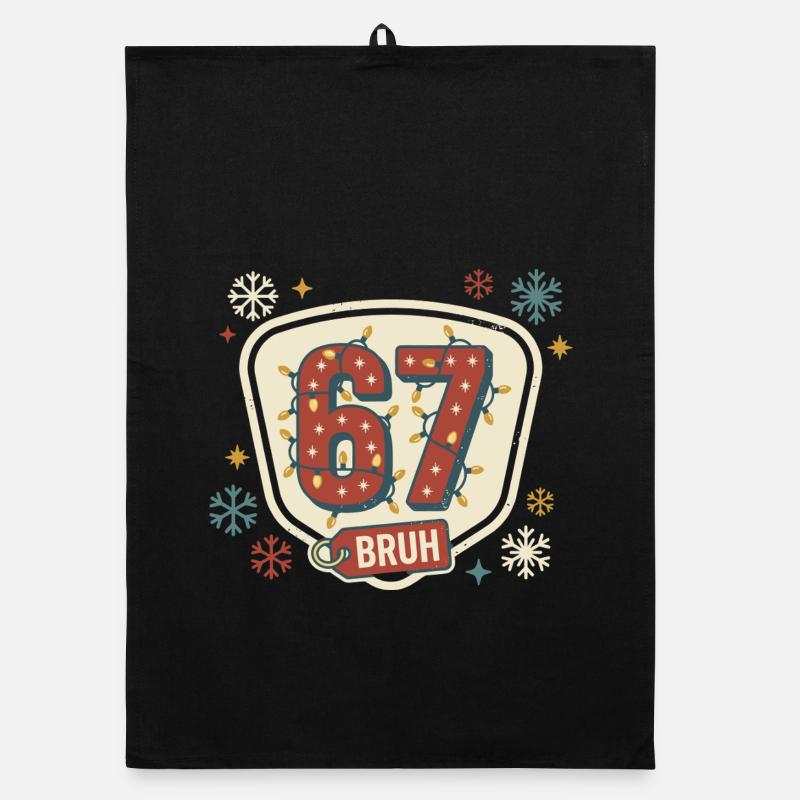 67 Bruh Christmas Meme Cadeau mignon Torchon bio