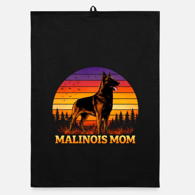 Malinois Mom - Organic Geschirrtuch - Schwarz