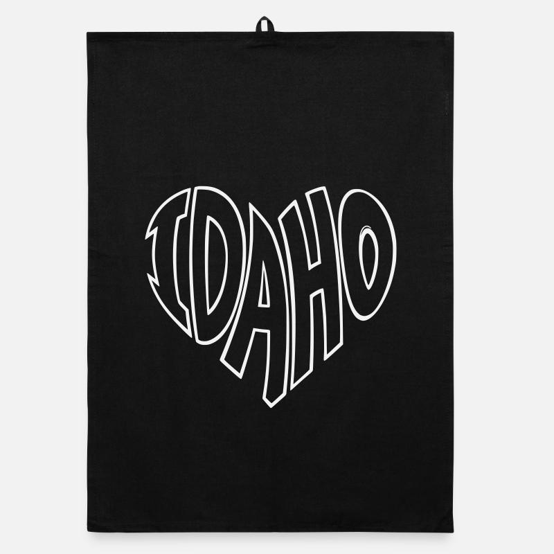 Idaho Heart Lettering - Organic dish towel - black