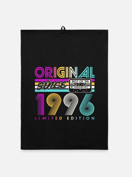 Cadeau d’anniversaire vintage vintage rétro 1996 - Torchon bio - noir - Devant