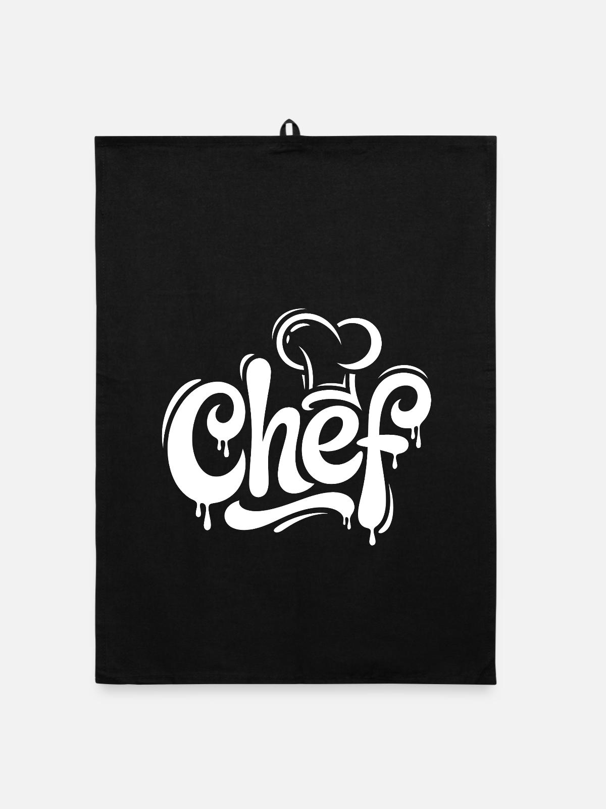Graffiti Chef Schrift - Organic Geschirrtuch - Schwarz - Vorne