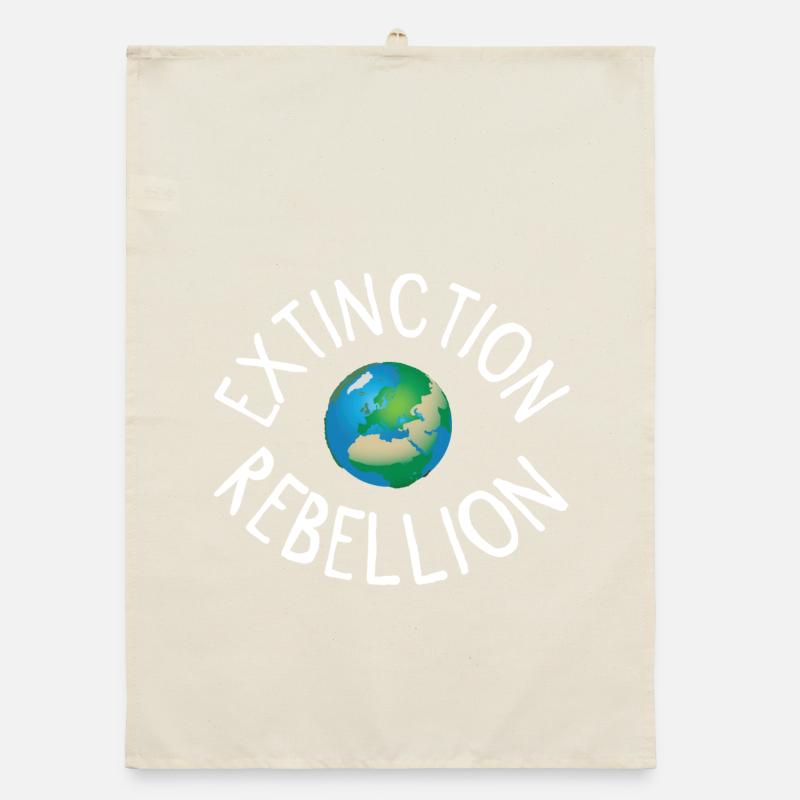 Extinction Rebellion Planet Earth white Organic dish towel