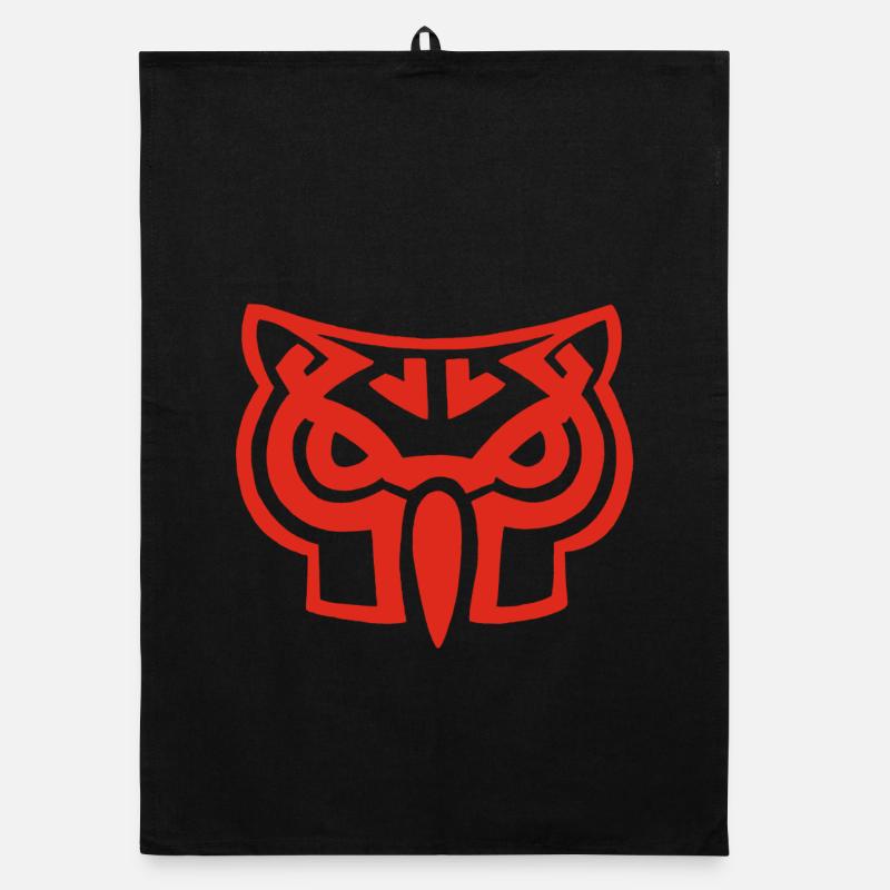Red owl head Organic dish towel