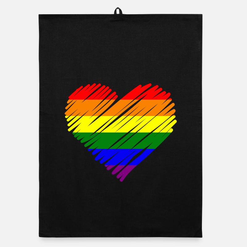 Rainbow Pride Heart Organic dish towel