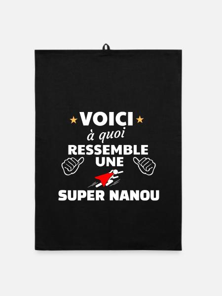 Design Inspiré Super Nanou Fête Noël - Torchon bio - noir - Devant