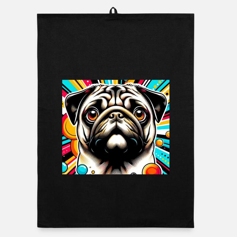Pug Dog Pop Art Organic dish towel