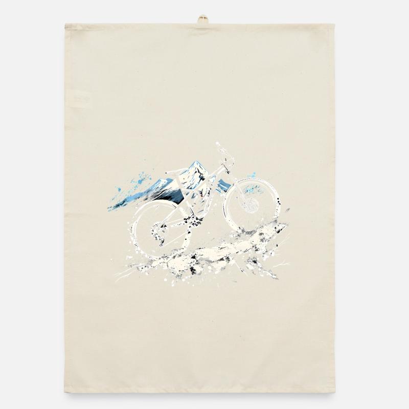 Mountain biking illustration Organic dish towel