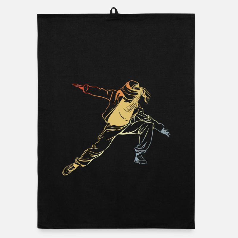Vintage Breakdancerin - Organic Geschirrtuch - Schwarz