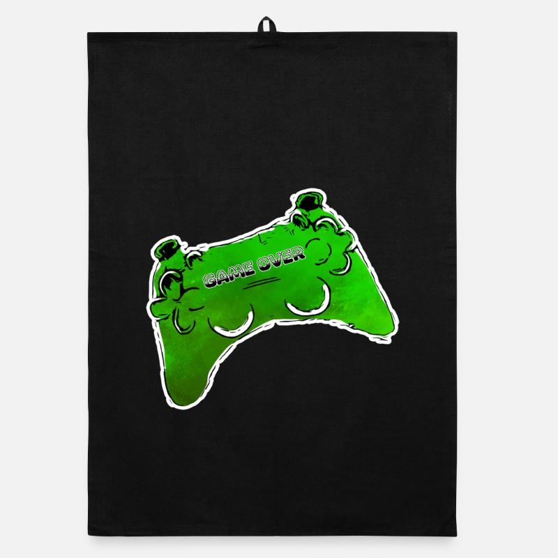 manette de bande dessinée verte avec texte GAME OVER Torchon bio