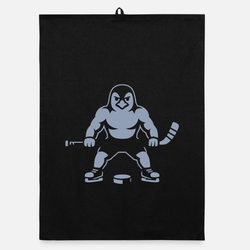 Hockey Penguin Silhouette Minimalist Strong Organic dish towel