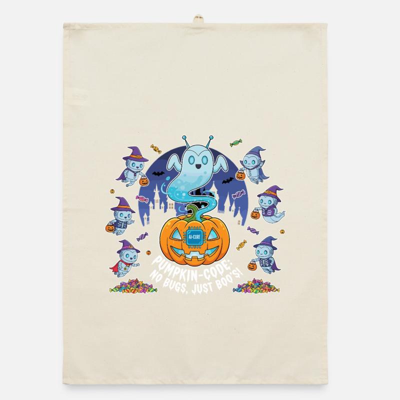 Pumpkin Code: No Bugs, Just Boo's! Organic dish towel
