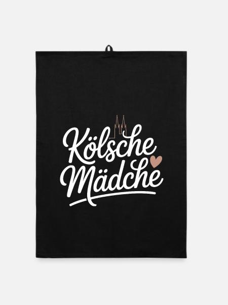 Kölsche Mädche Karneval Köln Kölle Kölsch Mädchen - Organic Geschirrtuch - Schwarz - Vorne