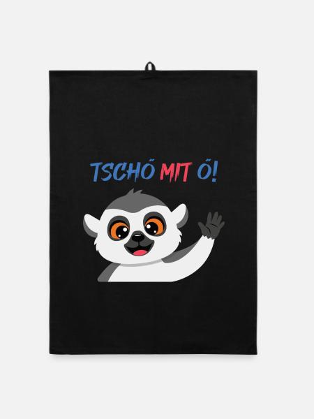 Tschö mit Ö Panda - Organic Geschirrtuch - Schwarz - Vorne
