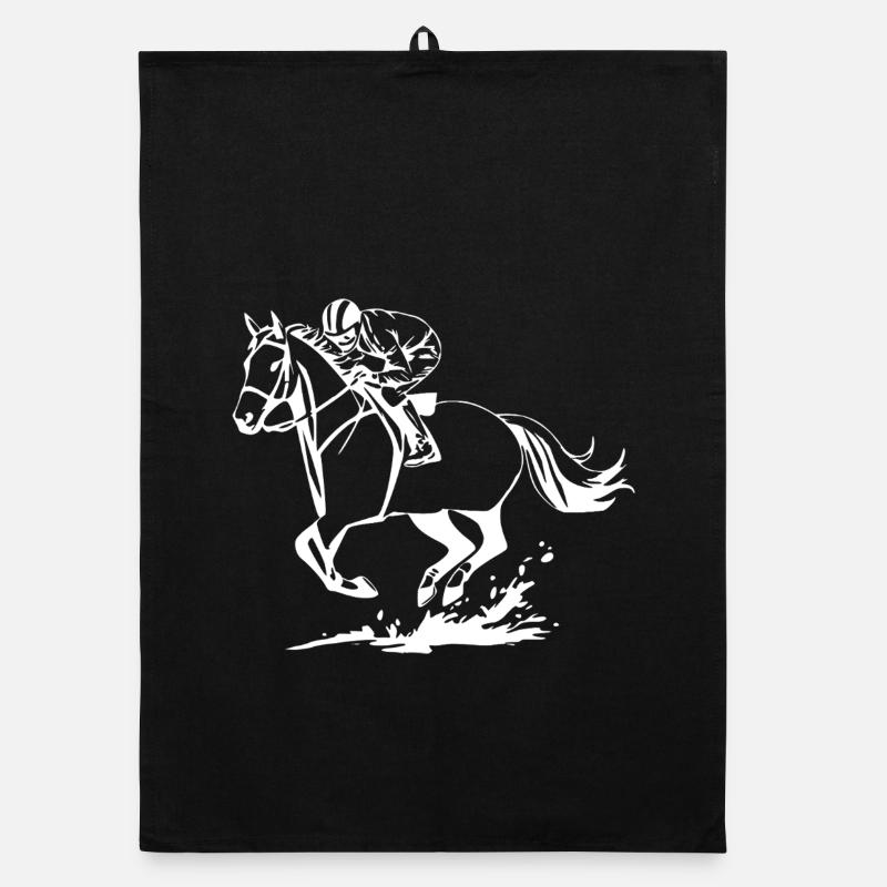 Pferde T-shirt Geschenk Reiter  Organic Geschirrtuch