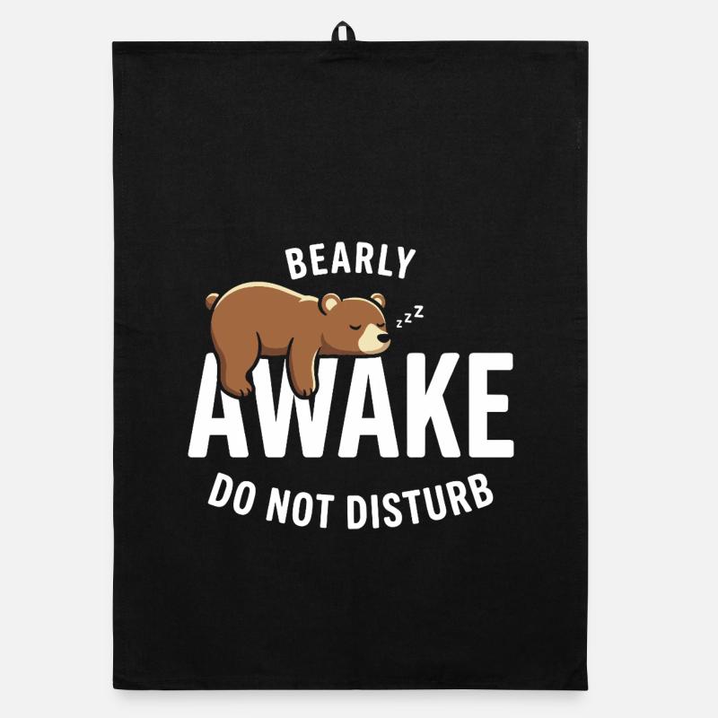Bearly Awake Nicht stören Bär Morgenmuffel Spruch Organic Geschirrtuch