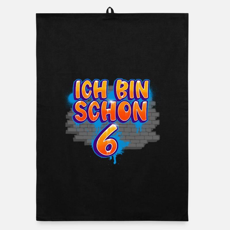 6th Birthday Graffiti Organic dish towel