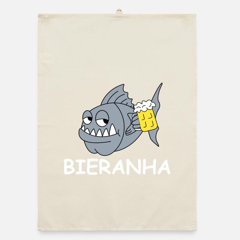 Bierpiranha Comic Organic Geschirrtuch