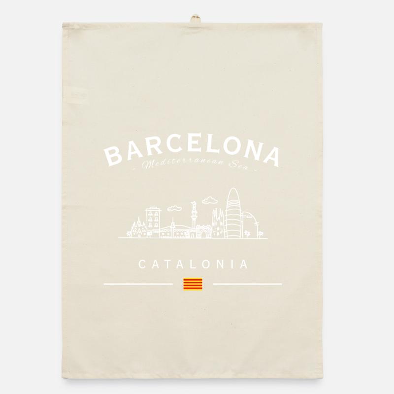Silhouette de la Catalogne de la Skyline de Barcelone Torchon bio