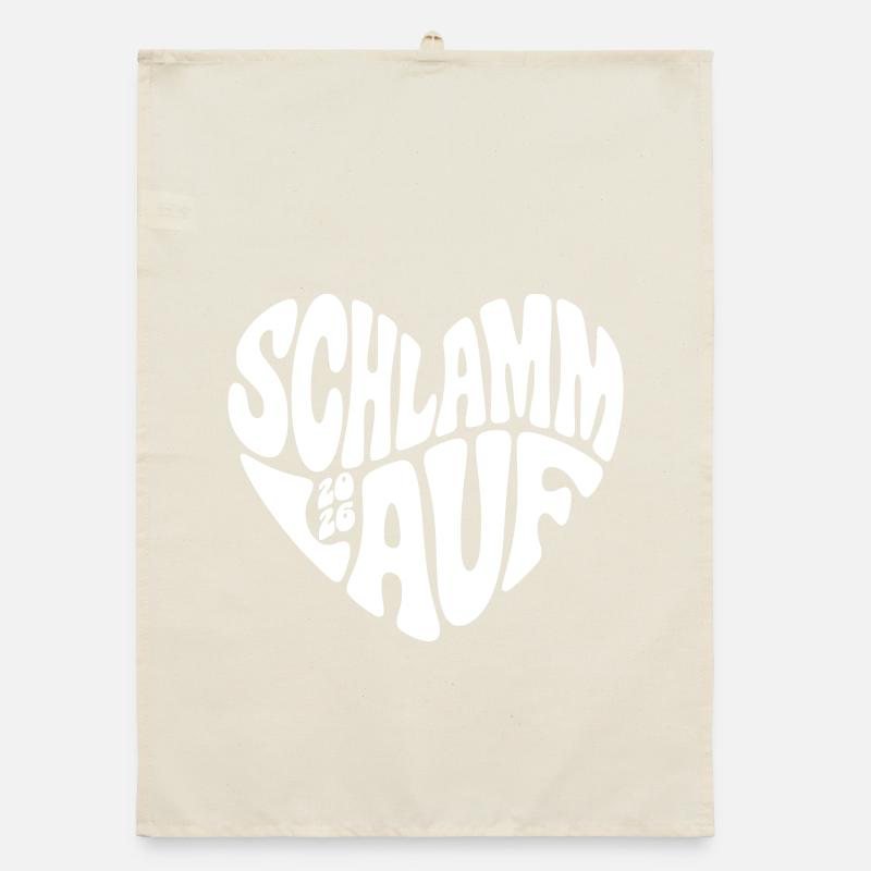 Course de boue 2026 - Forme de cœur - Course de boue 2026 Torchon bio