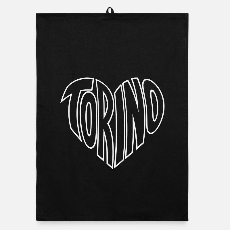 Torino, Turin Heart Typography Organic dish towel