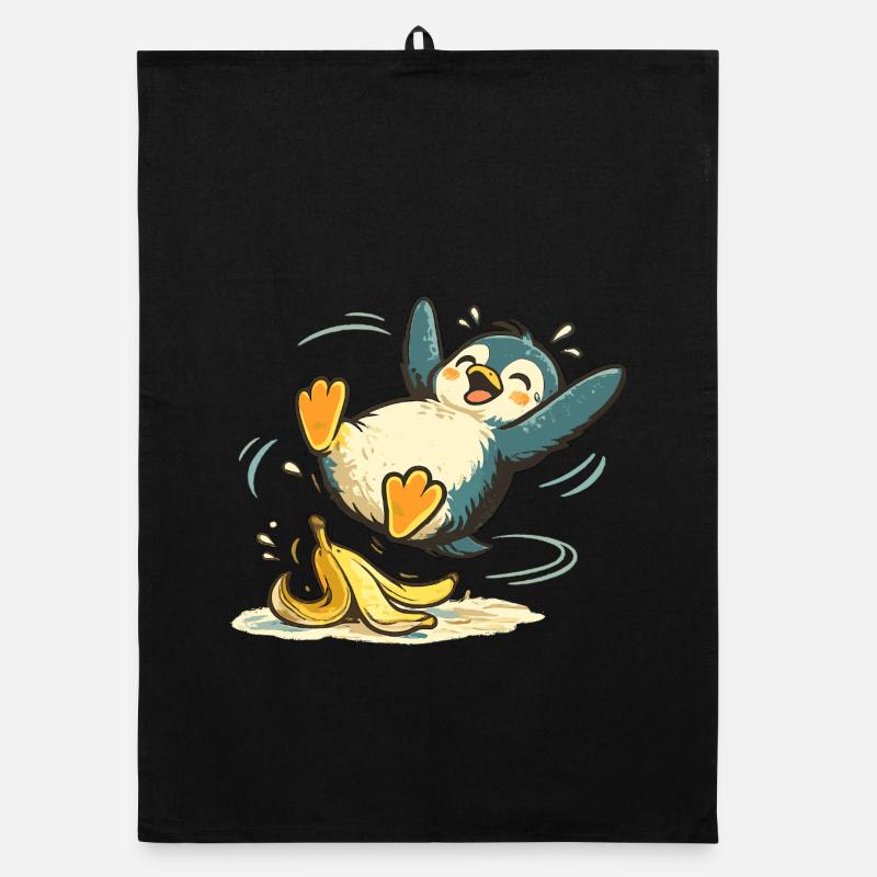 Pinguin Springende Banane Organic Geschirrtuch