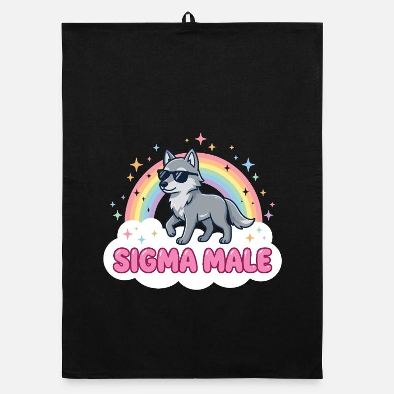 Loup mâle Sigma – Conception de mèmes drôles Torchon bio