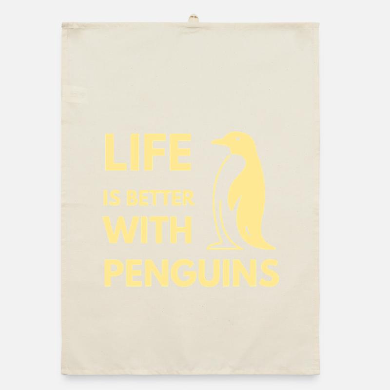 Life Is Better With Penguins Cute Flightless Bird  Organic dish towel