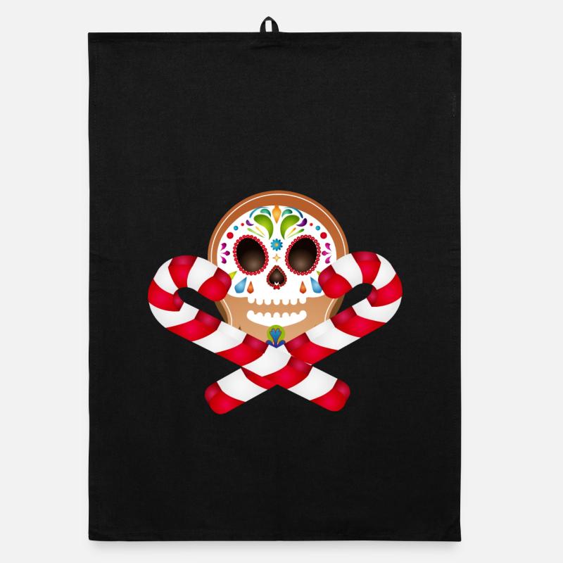 Gingerbread Man Sugar Skull Decor for Christmas Organic dish towel