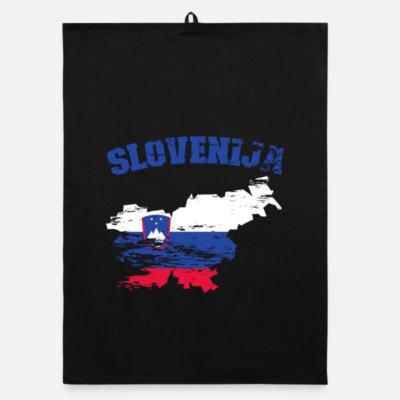 Slovenia Flag Map used Organic dish towel