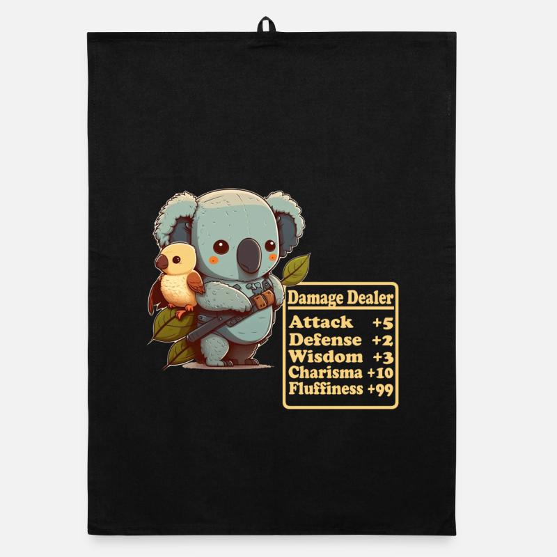 Damage-inflicting cute koala with bird shows Organic dish towel