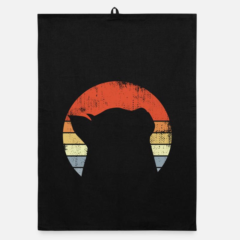 Cat Sketch Vintage Look Organic dish towel