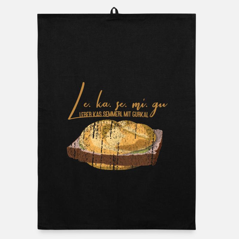 Leberkäs Semmerl with gherkins – dialect Organic dish towel