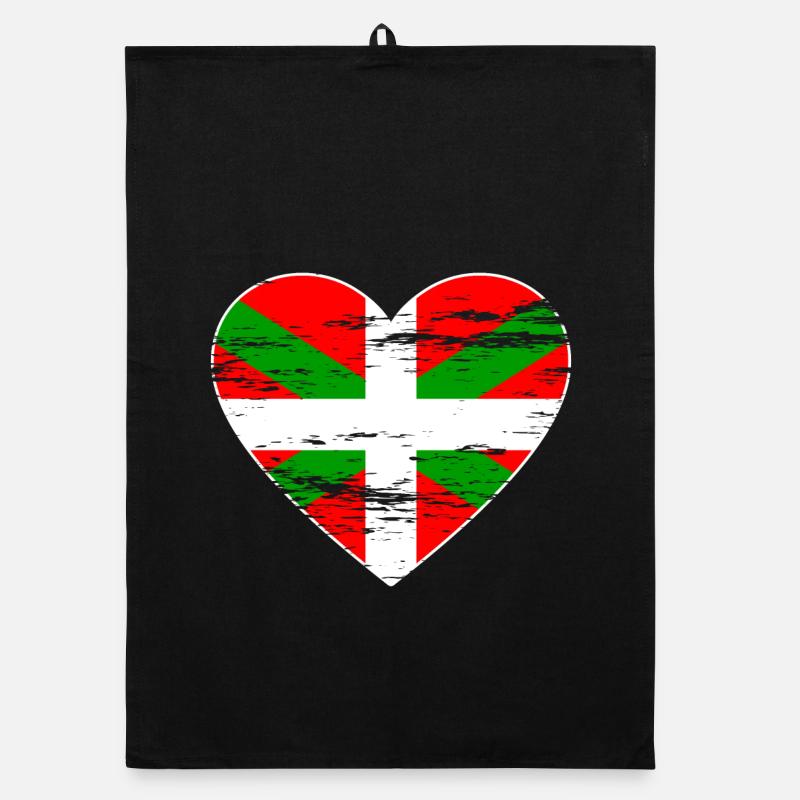 Drapeau basque coeur utilisé Torchon bio
